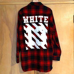 OFF WHITE Virgil Abloh Red Plaid Flannel Shirt